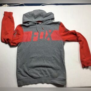 Fox Men's Gray and Red Hoodie